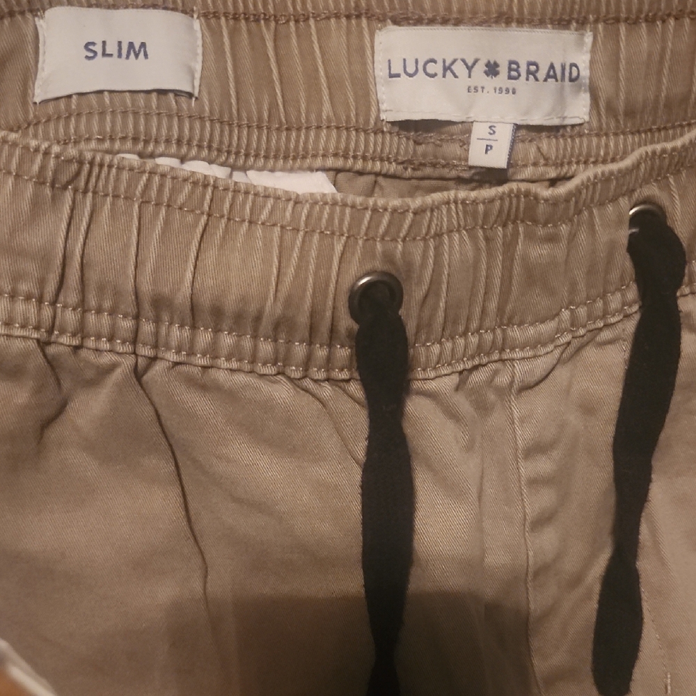 Lucky Brand Khaki Slim Pants with Black Drawstrings